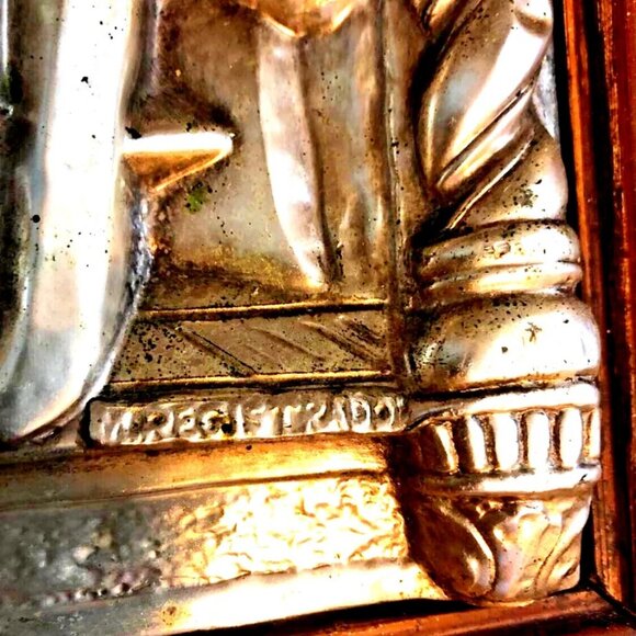 M.REGISTRADO Antique Framed Silver Repousse Relief Art Sculpture Last Supper 21" - Picture 10 of 10